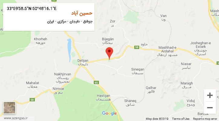 روستای حسین آباد بر روی نقشه