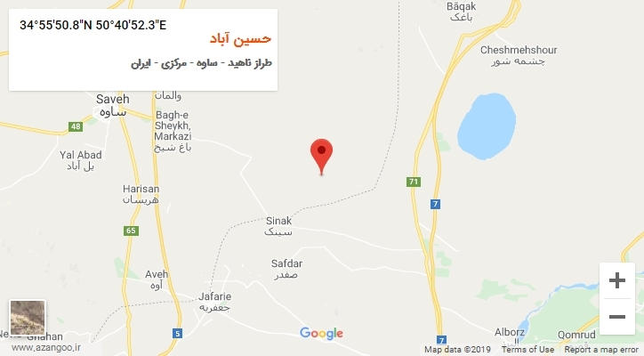 روستای حسین آباد بر روی نقشه