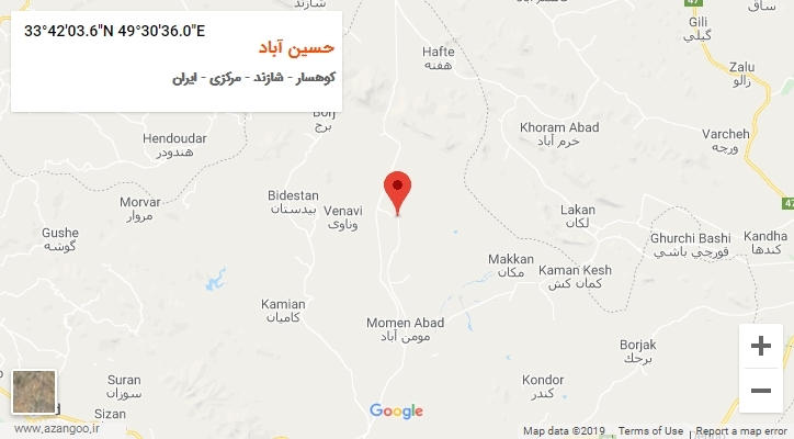 روستای حسین آباد بر روی نقشه