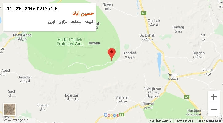 روستای حسین آباد بر روی نقشه