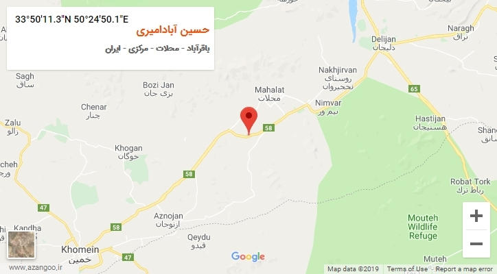 روستای حسین آبادامیری بر روی نقشه