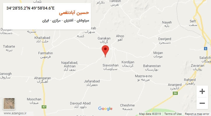روستای حسین آبادنغمی بر روی نقشه
