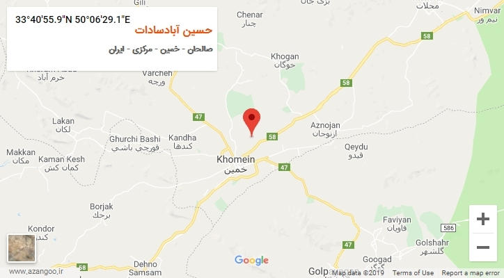 روستای حسین آبادسادات بر روی نقشه
