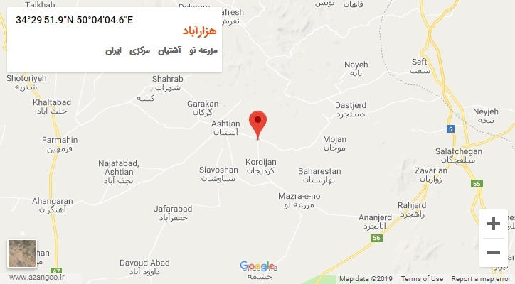 روستای هزارآباد بر روی نقشه