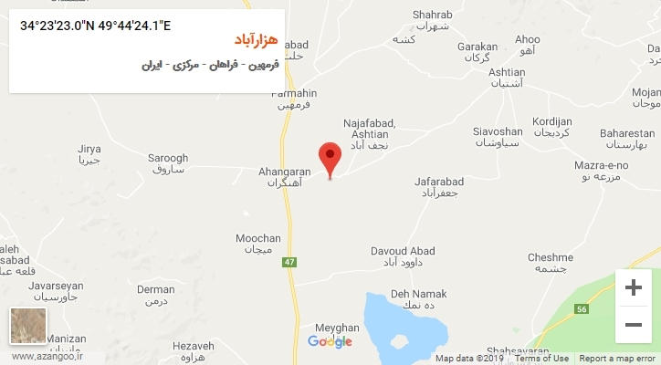 روستای هزارآباد بر روی نقشه