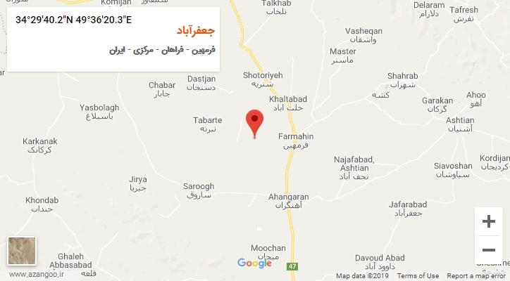 روستای جعفرآباد بر روی نقشه