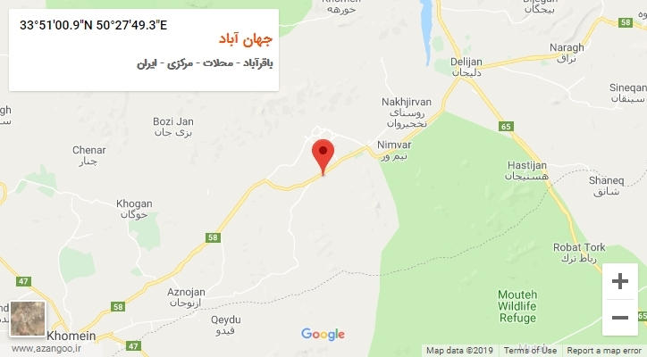 روستای جهان آباد بر روی نقشه