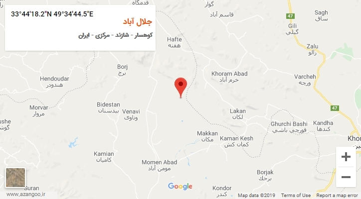 روستای جلال آباد بر روی نقشه