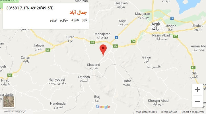 روستای جمال آباد بر روی نقشه