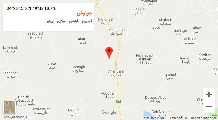 روستای جونوش بر روی نقشه