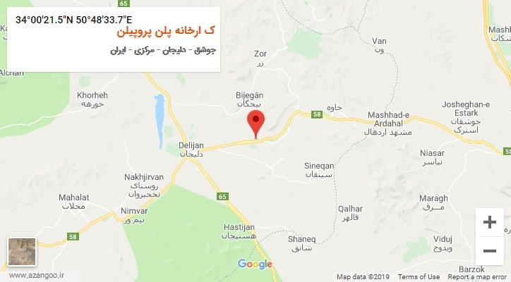 روستای ک ارخانه پلن پروپیلن بر روی نقشه