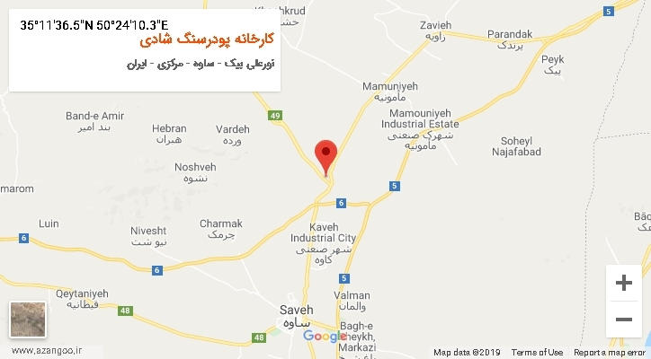 روستای کارخانه پودرسنگ شادی بر روی نقشه