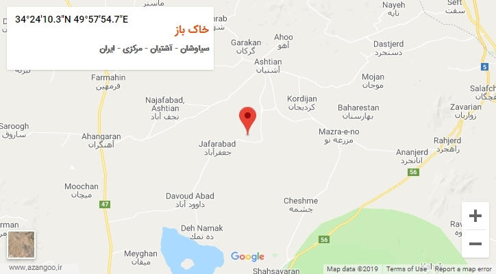 روستای خاک باز بر روی نقشه