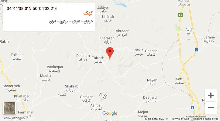 روستای کهک بر روی نقشه
