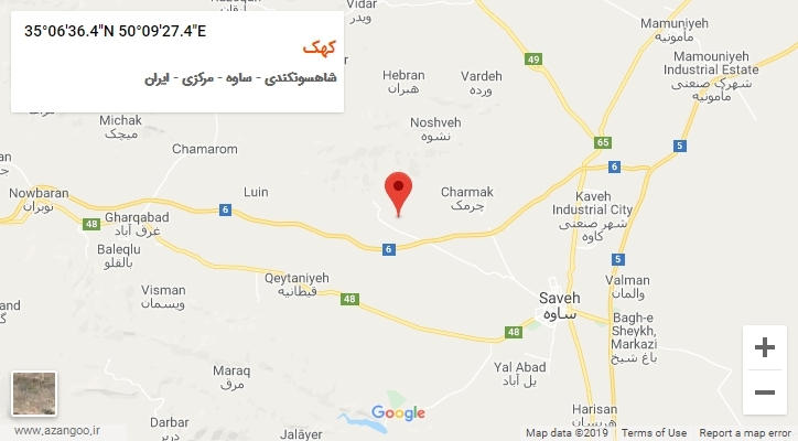 روستای کهک بر روی نقشه
