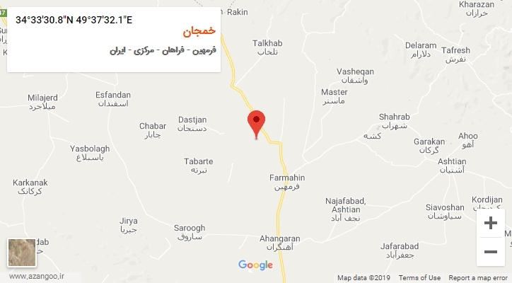 روستای خمجان بر روی نقشه