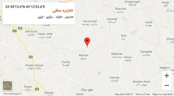 روستای خناردره سفلی بر روی نقشه