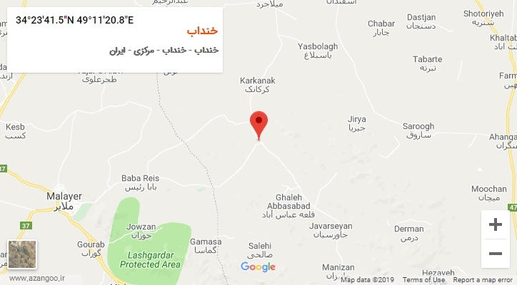 روستای خنداب بر روی نقشه