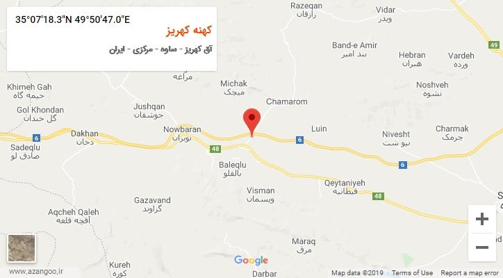 روستای کهنه کهریز بر روی نقشه