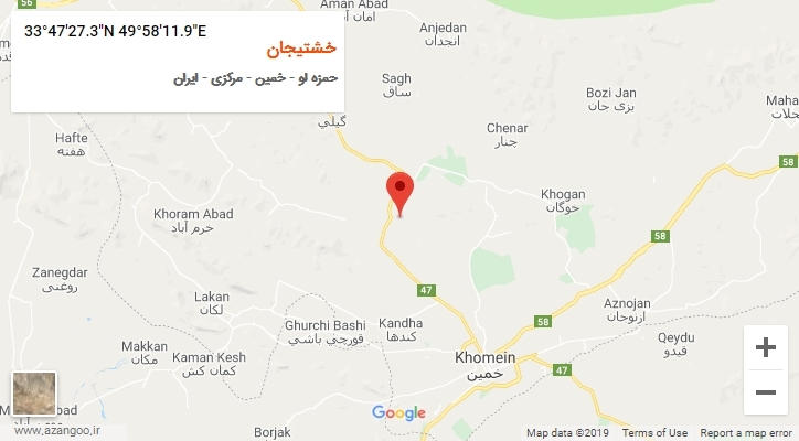 روستای خشتیجان بر روی نقشه