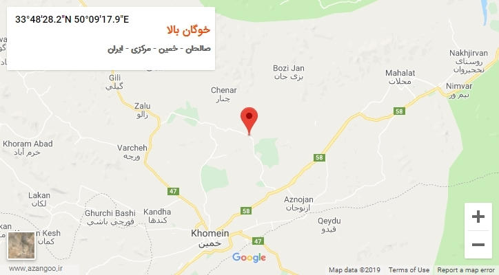 روستای خوگان بالا بر روی نقشه
