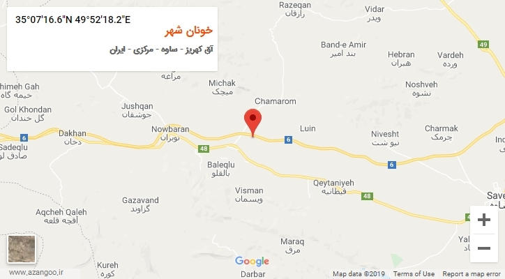 روستای خونان شهر بر روی نقشه