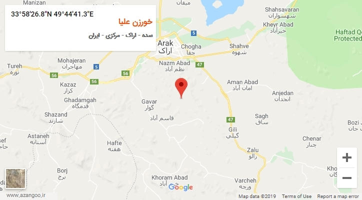 روستای خورزن علیا بر روی نقشه