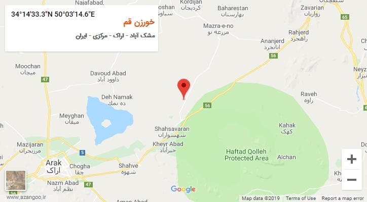 روستای خورزن قم بر روی نقشه