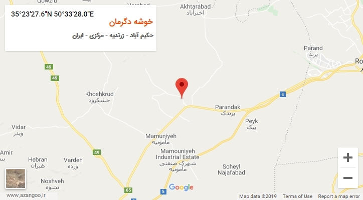 روستای خوشه دگرمان بر روی نقشه