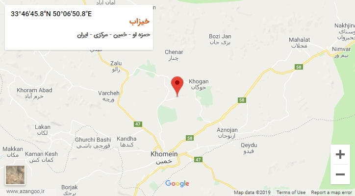 روستای خیزاب بر روی نقشه