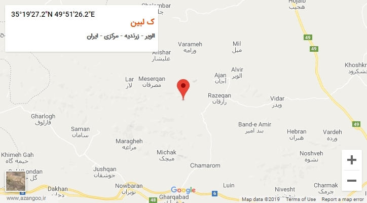 روستای ک لبین بر روی نقشه
