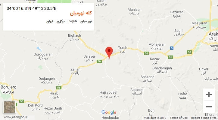 روستای کله نهرمیان بر روی نقشه