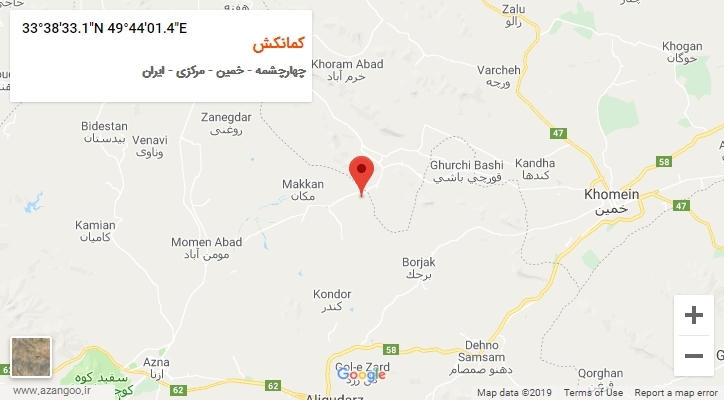 روستای کمانکش بر روی نقشه