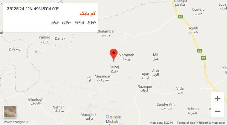 روستای کم بابک بر روی نقشه