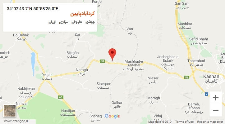 روستای کردآبادپایین بر روی نقشه