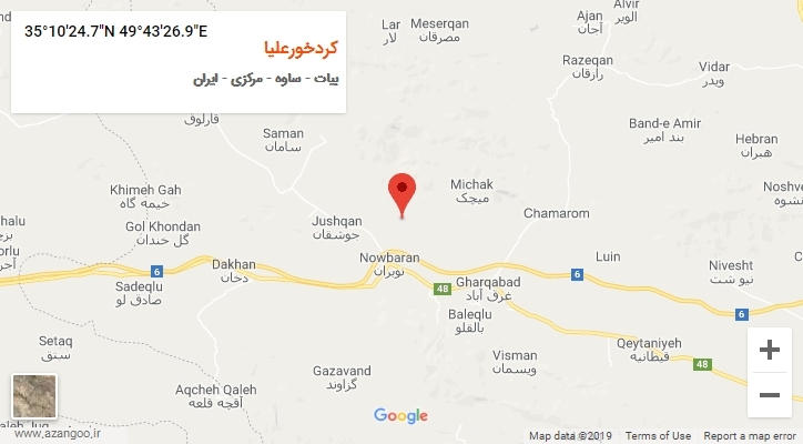 روستای کردخورعلیا بر روی نقشه