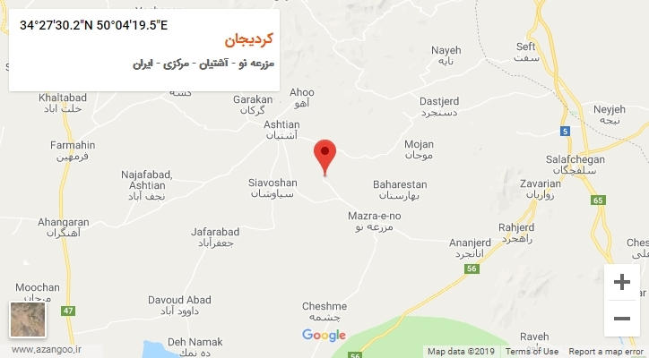 روستای کردیجان بر روی نقشه