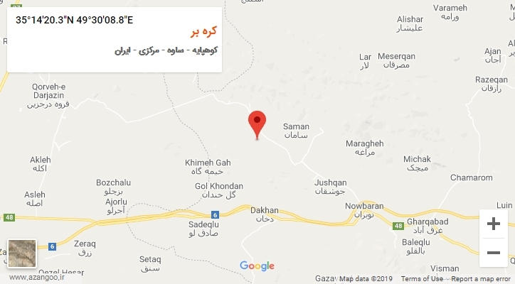 روستای کره بر بر روی نقشه