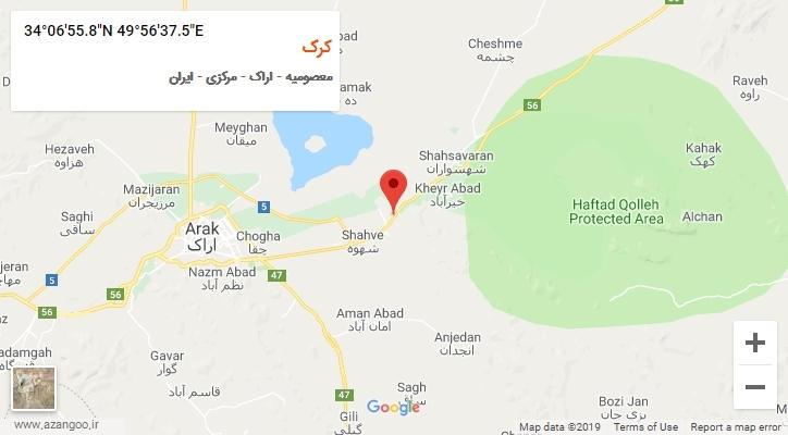 روستای کرک بر روی نقشه