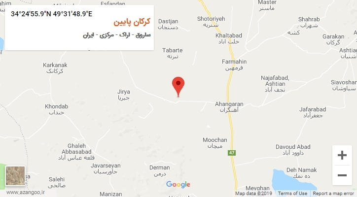 روستای کرکان پایین بر روی نقشه