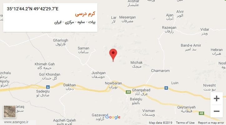 روستای کرم درسی بر روی نقشه