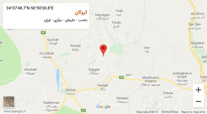 روستای کروگان بر روی نقشه
