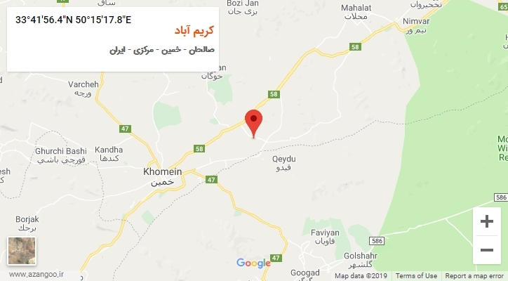 روستای کریم آباد بر روی نقشه