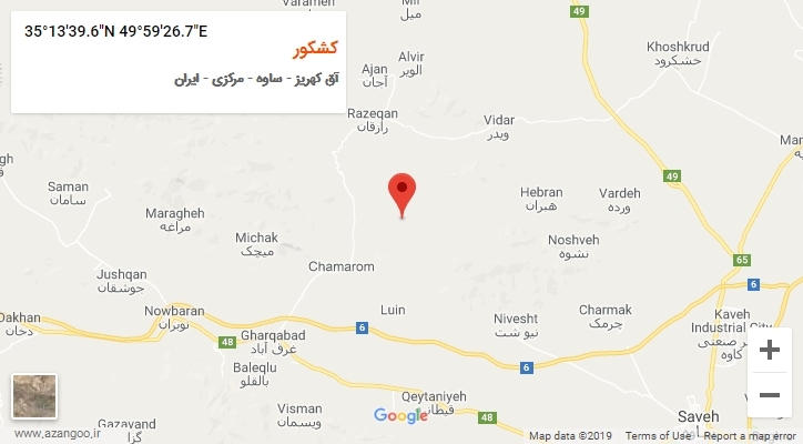 روستای کشکور بر روی نقشه