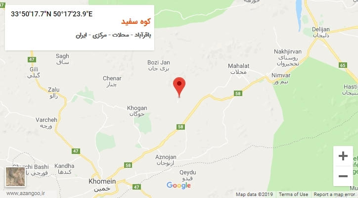 روستای کوه سفید بر روی نقشه