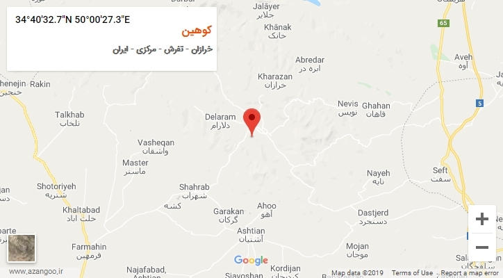 روستای کوهین بر روی نقشه