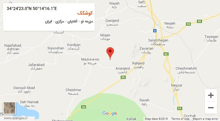 روستای کوشکک بر روی نقشه