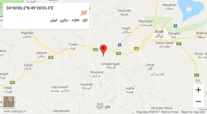 روستای کزاز بر روی نقشه
