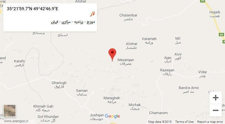 روستای لار بر روی نقشه