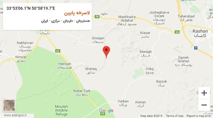روستای لاسرخه پایین بر روی نقشه